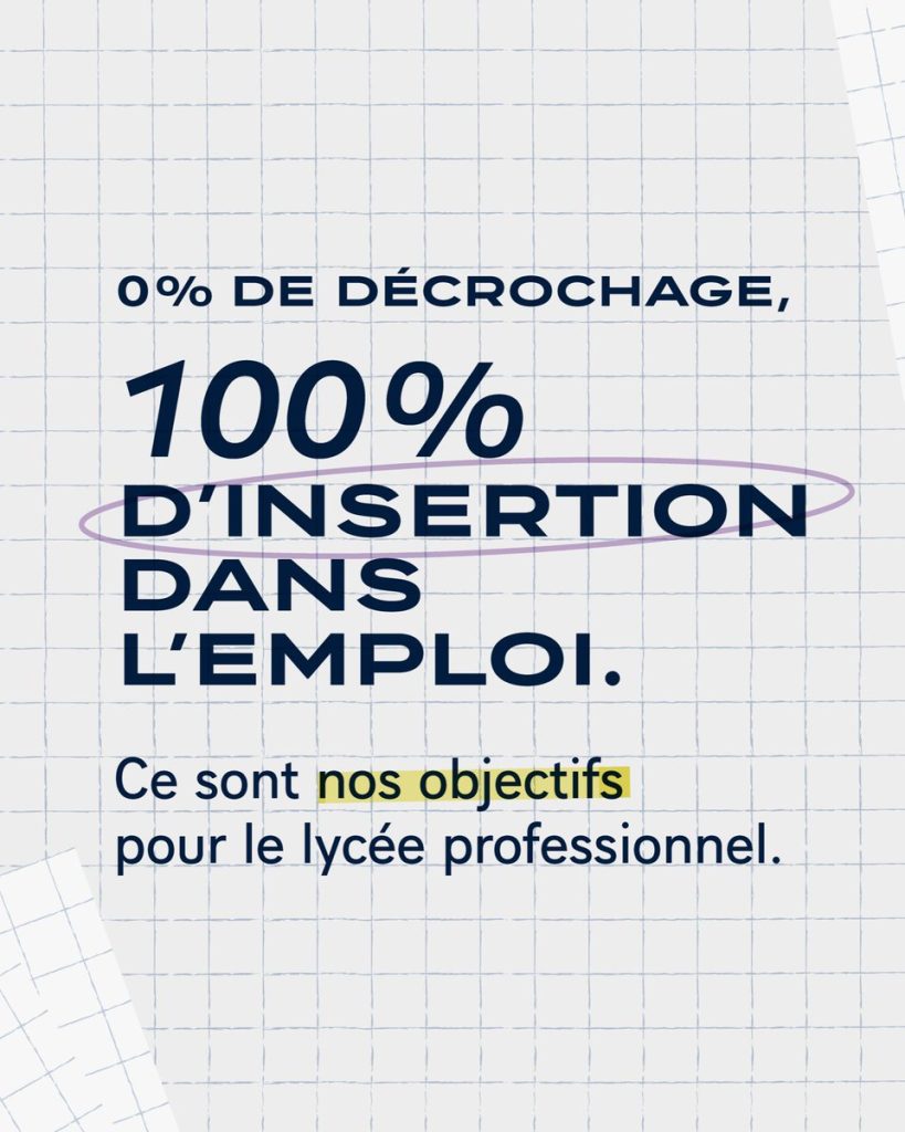 Nos objectifs pour le lycée pro :