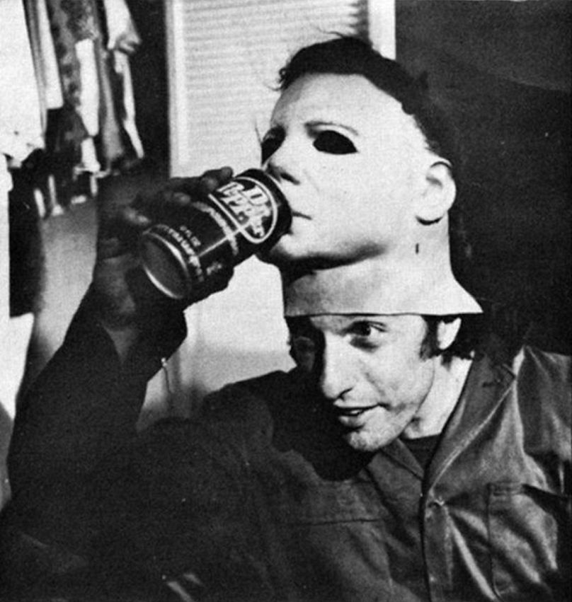 Nick Castle sur le tournage du film original d'Halloween