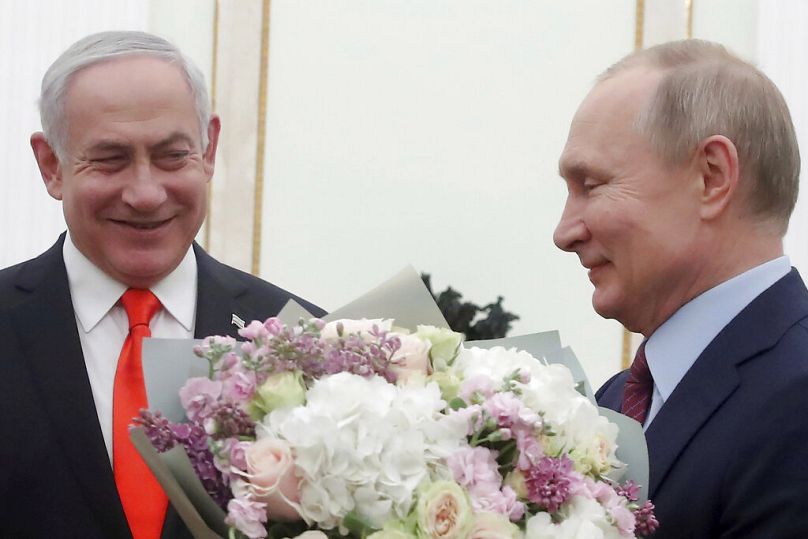 Le président russe Vladimir Poutine avec le Premier ministre israélien Benjamin Netanyahu au Kremlin, janvier 2020