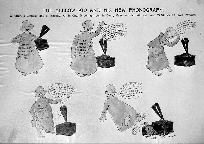 Le « Enfant jaune »  est souvent citée comme la première bande dessinée de journal.  Elle a été créée en 1895.