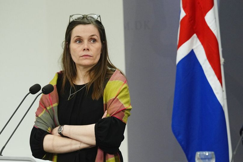 Le Premier ministre islandais Katrin Jakobsdottir participe à une conférence de presse conjointe lors de la réunion des Premiers ministres nordiques&apos ;  Réunion à Vestmannaeyjar, Islande.