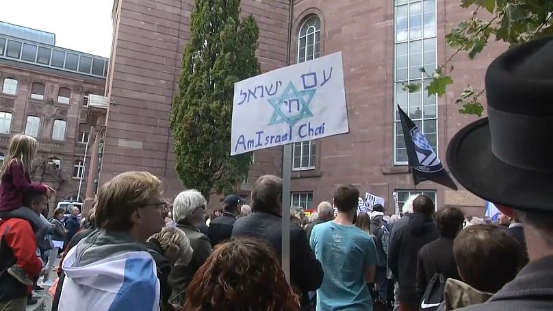 Une marche pro-israélienne à Francfort, en Allemagne, le 14 octobre 2023