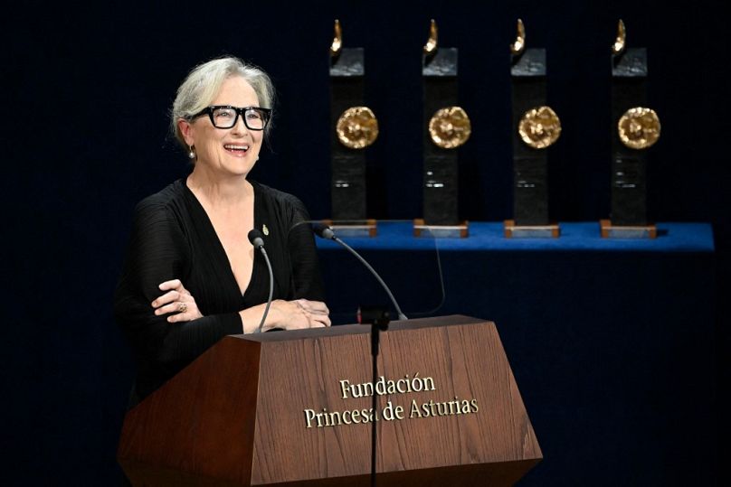 L'actrice américaine Meryl Streep prononce un discours lors de la cérémonie de remise du prix Princesse des Asturies 2023