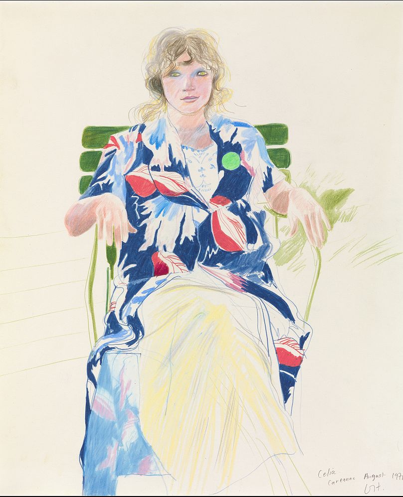 Celia, Carennac, août 1971. Crayon de couleur sur papier de David Hockney