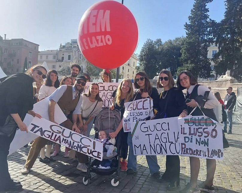 Grève des employés de Gucci à Rome.  Vendredi 17 novembre 2023.