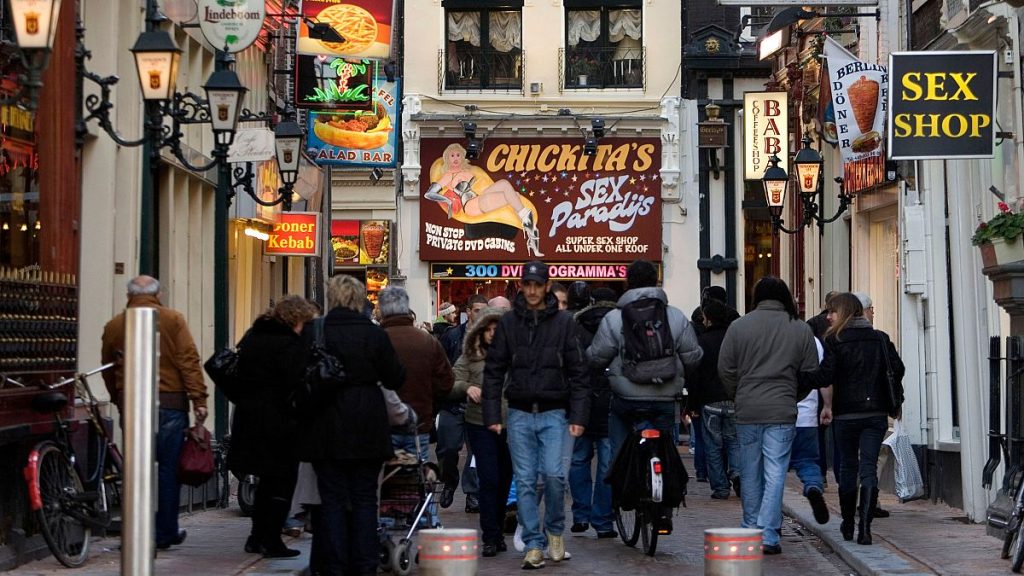 Advertisements for sex shop are seen in Amsterdam