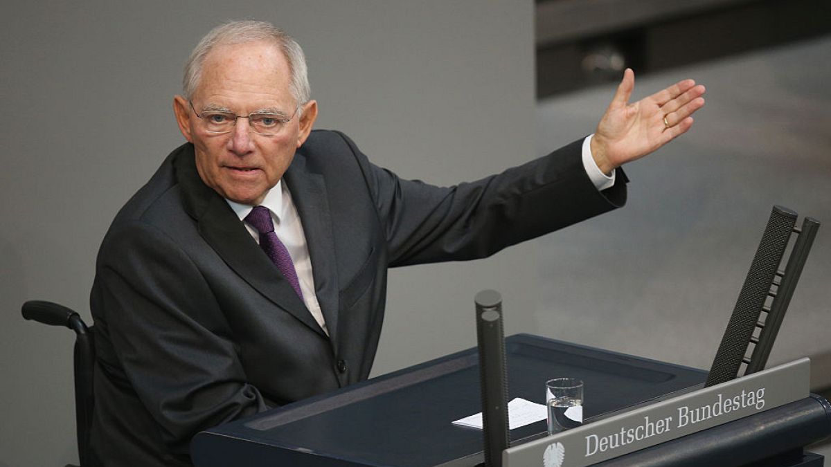 Minister Wolfgang Schaeuble speaks during debates prior to a vote over the third EU financial aid package to Greece in the German parliament in 2015