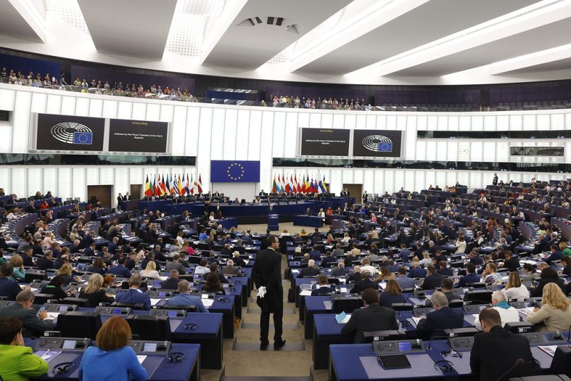 Des députés européens à la plénière du Parlement européen à Strasbourg, octobre 2023