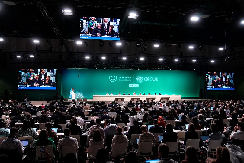 Les ministres s'expriment lors de la dernière séance plénière du sommet sur le climat COP28 à Dubaï, aux Émirats arabes unis, le 13 décembre.