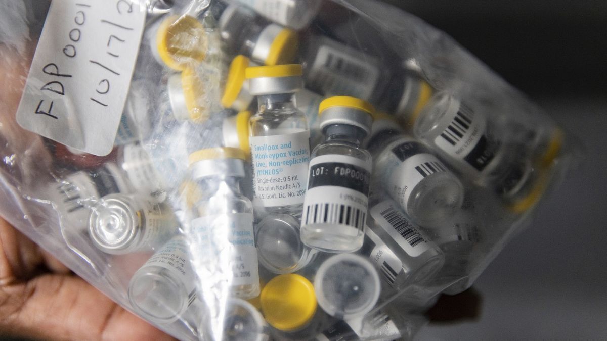 FILE - Vials of single doses of the Jynneos vaccine for monkeypox are seen from a cooler at a vaccinations site on Aug. 29, 2022.