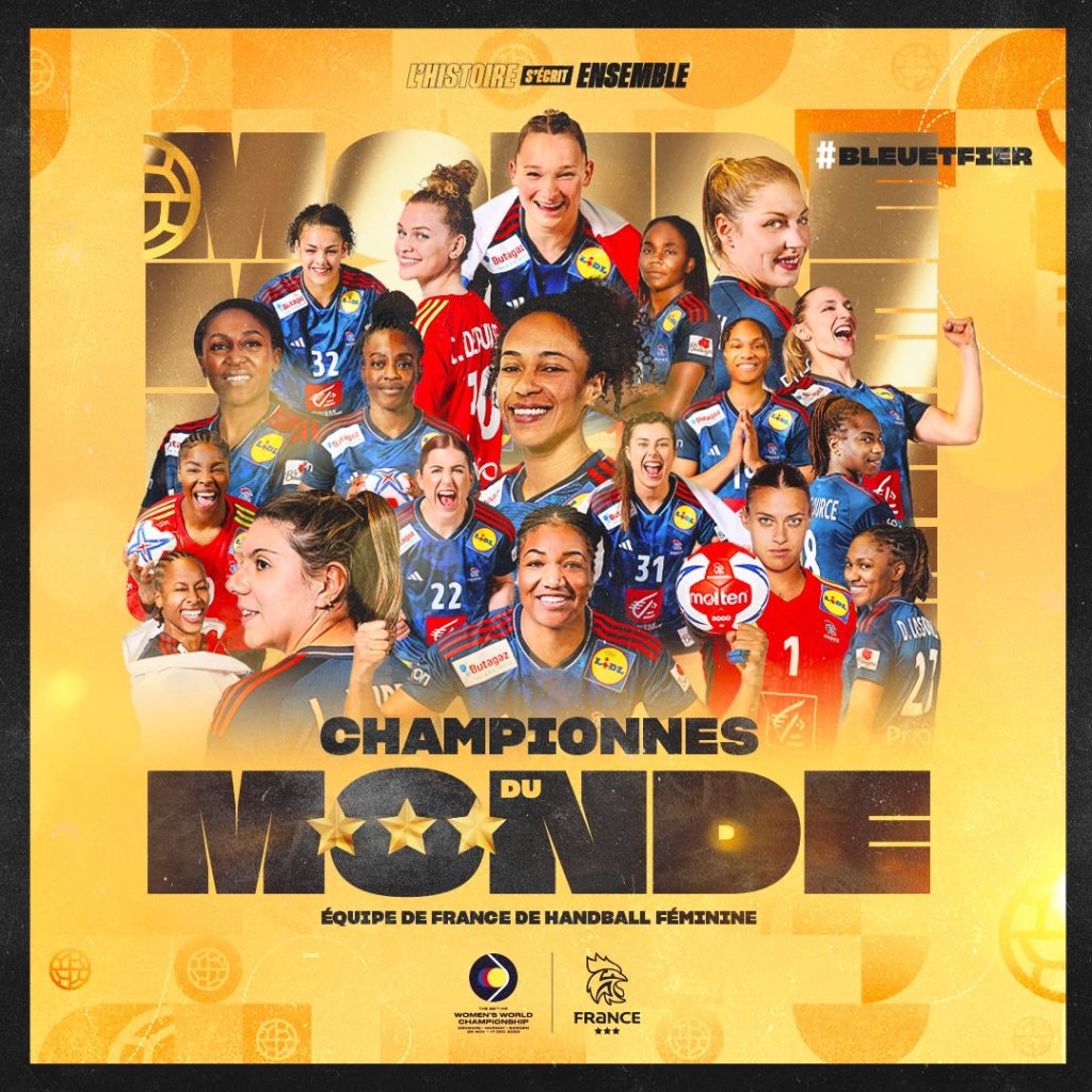 Elles l’ont fait ! Les Bleues sont championnes du monde de handball pour la troisième fois ! Grand bravo. Vous nous rendez fiers.