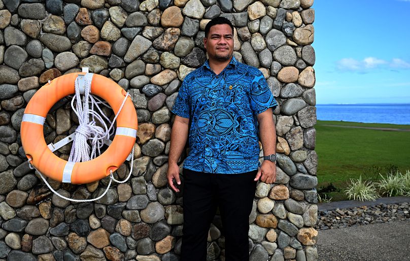 L'ancien ministre des Affaires étrangères de Tuvalu, Simon Kofe, photographié lors du Forum des îles du Pacifique à Suva, en juillet 2022.