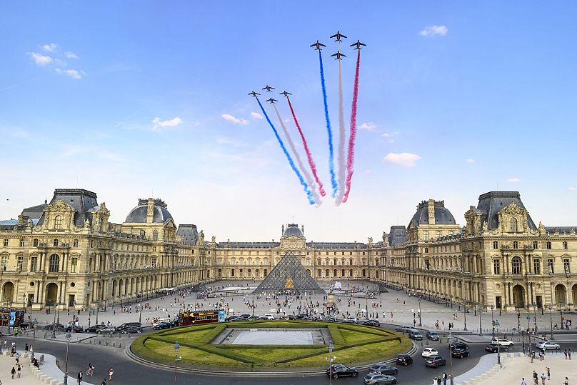 Des jets survolent le musée du Louvre