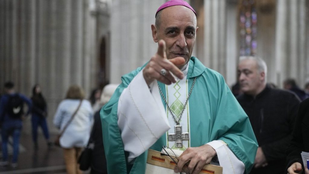 Victor Manuel Fernandez, then archbishop of La Plata, smiles after a Mass at the Cathedral in La Plata, Argentina, Sunday, July 9, 2023,