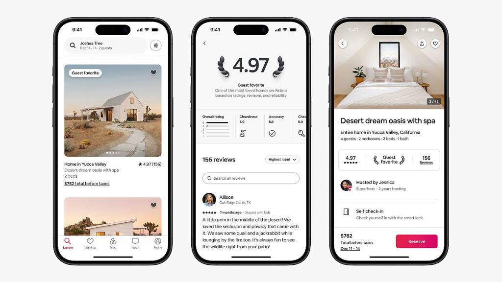 The Airbnb app as shown on mobile