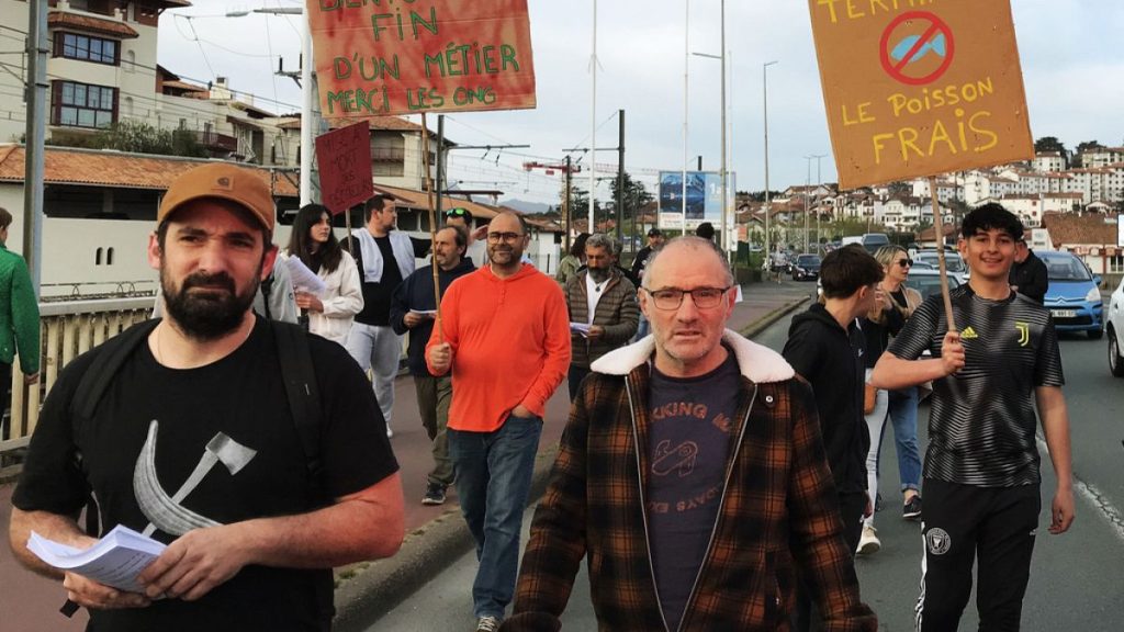 French fishermen are protesting against European regulations to impose within six months the closure of certain fishing areas of the Atlantic in order to preserve the dolphins