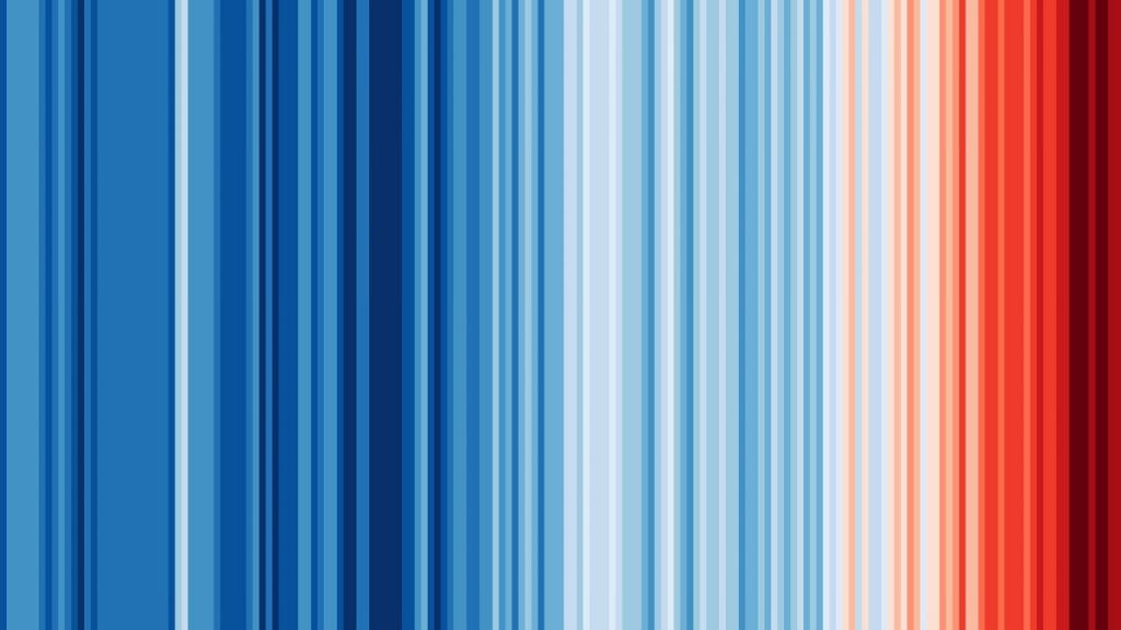 A deep red colour has been added to the climate stripes after 2023 smashed temperature records.