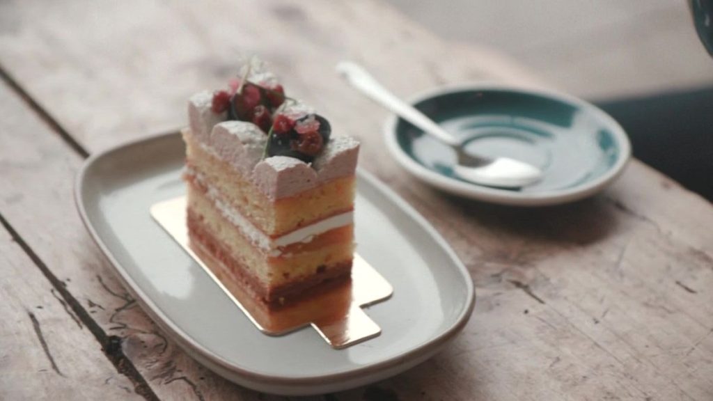 ‘Unforgettable cake’ slices on a tray