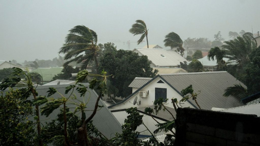 Strong winds blow in the town of La Plaine Saint-Paul on the French Indian Ocean island of Reunion, Monday, Jan. 15, 2024.