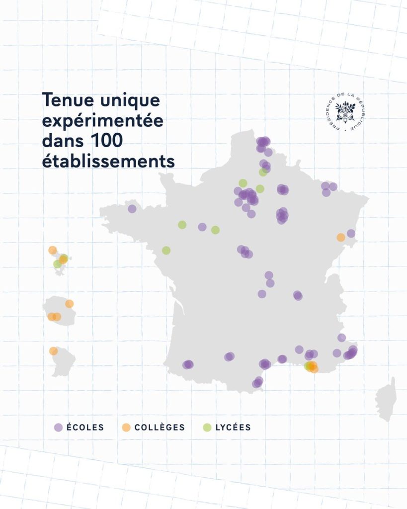 La tenue unique efface les inégalités entre familles et crée les conditions du respect. Elle sera expérimentée dans 100 établissements dès cette année. Si les résultats sont concluants, nous la généraliserons en 2026.