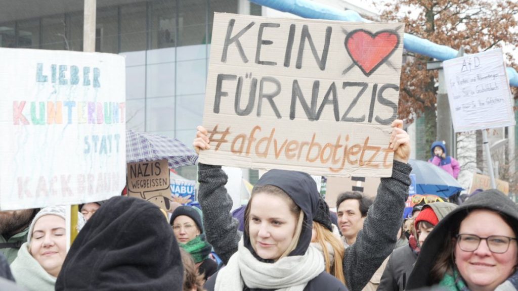 People protest in front of Germany