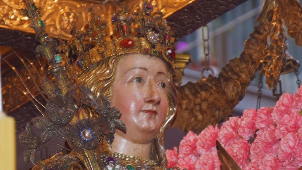 The statue of Saint Agatha on parade through the streets of Catania. Catania, February 4th, 2024