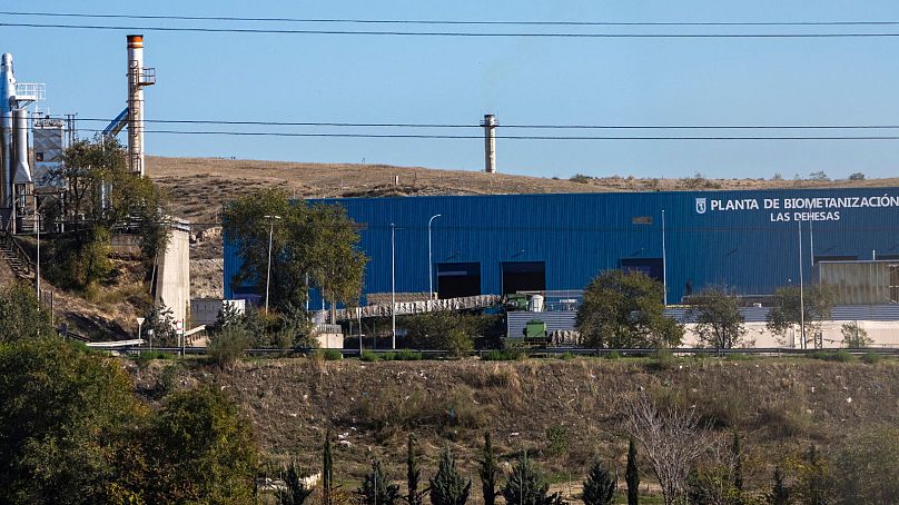 L'usine de Las Dehesas, qui fait partie de la décharge de Valdemingomez, est photographiée à la périphérie de Madrid, en Espagne, en 2021.