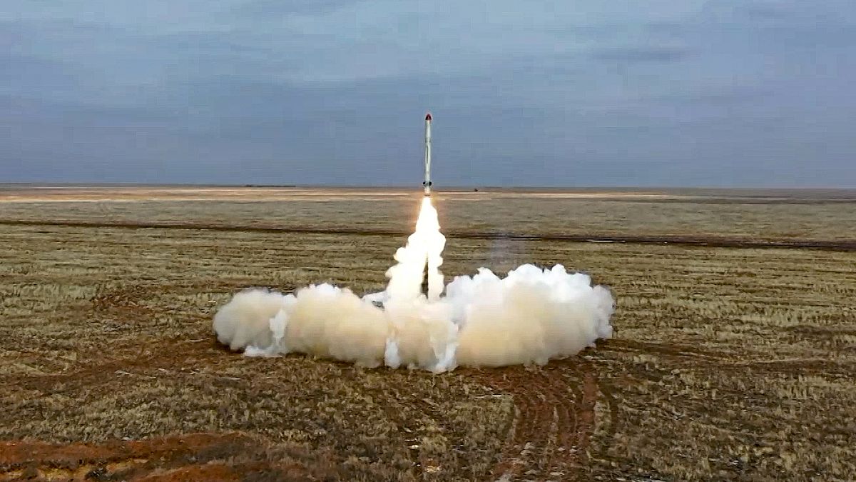 A Russian Iskander-K missile launched during a military exercise at a training ground in Russia.