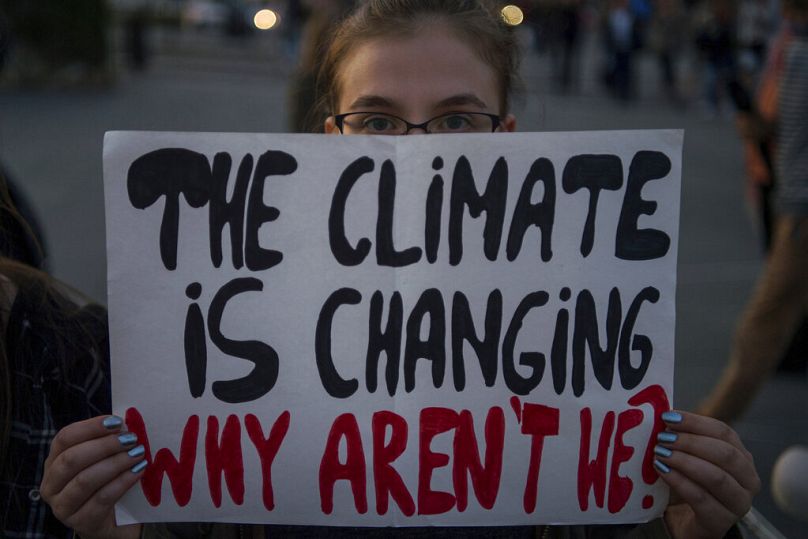 Des manifestants pour le climat manifestent à Budapest, septembre 2019