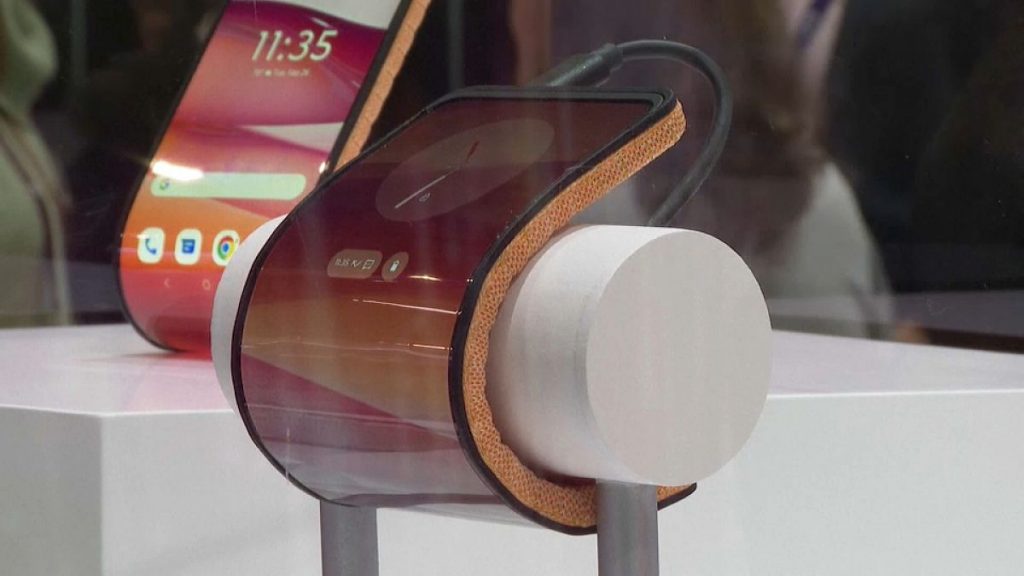 A new bendy phone is on display at Mobile World Congress in Barcelona.