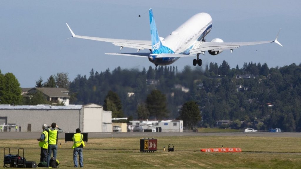 The final version of the 737 MAX, the MAX 10, takes off from Renton Airport in Renton, Wash., on its first flight Friday, June 18, 2021.