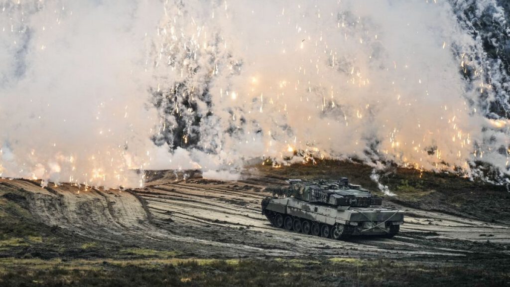 FILE - A Leopard 2 tank is seen in action in Augustdorf, Germany, Feb. 1, 2023.