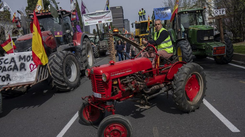 A farmer at a protest in Spain.