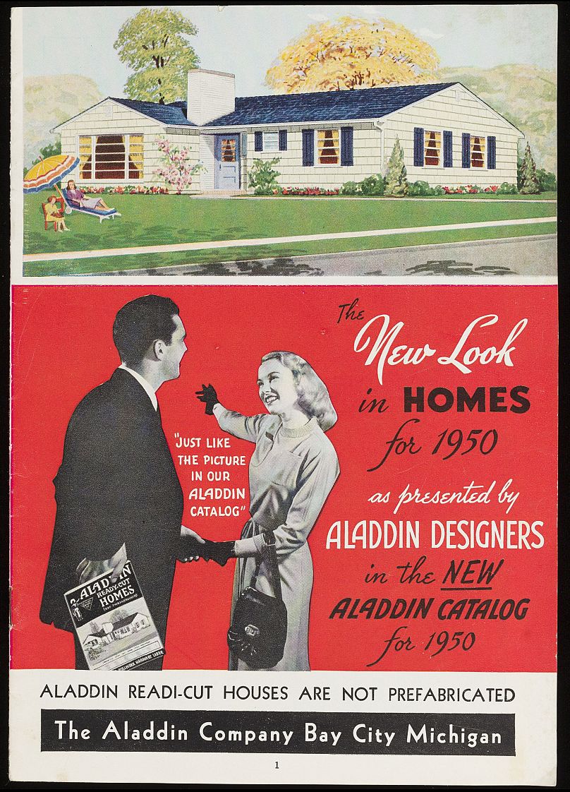 Une page d'un catalogue de 1950 produit par Aladdin, une entreprise qui vendait des maisons par correspondance.