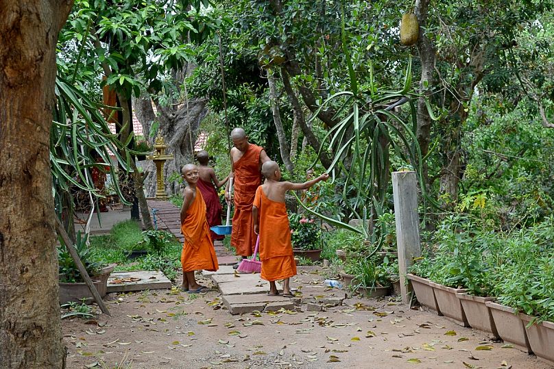 Moines en formation à Siem Reap, Cambodge