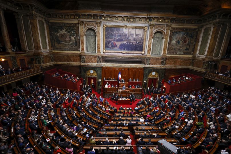 Le Congrès des deux Chambres du Parlement au Château de Versailles lors du discours du Premier ministre français Gabriel Attal à Versailles, mars 2024