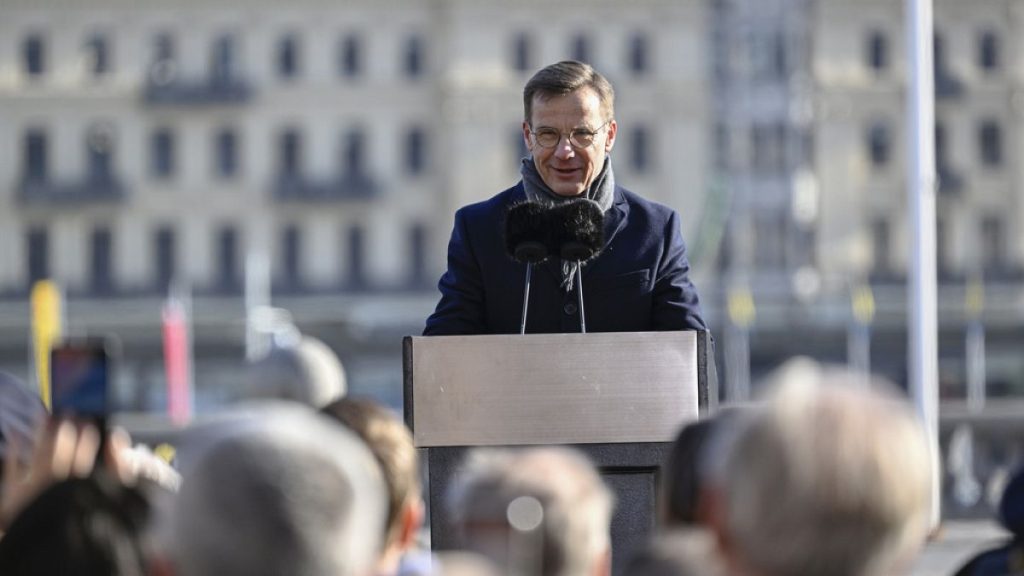 Swedish prime minister speaking in Stockholm