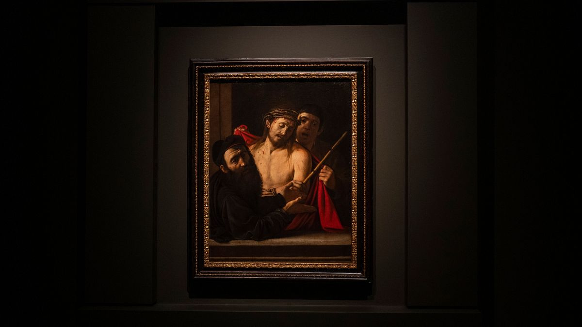 "Ecce Homo" (Latin for Behold The Man) by Michelangelo Merisi da Caravaggio is unveiled to the public for the first time in Spain