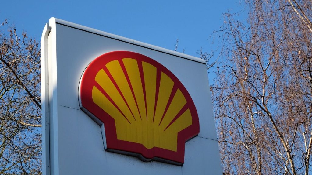 The Shell logo is at a petrol station in London.