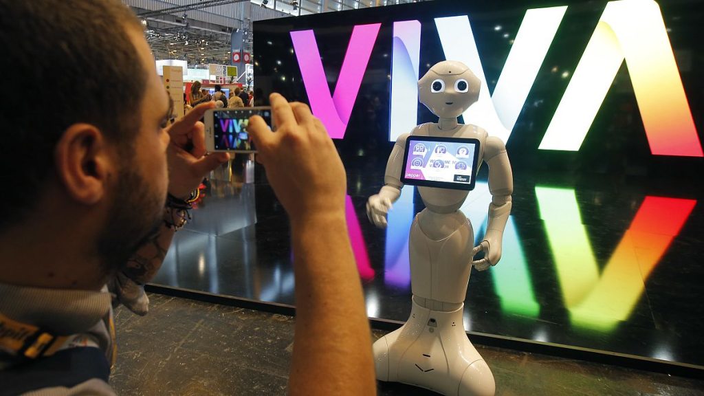 Robots on display at the Viva Technology fair in Paris.