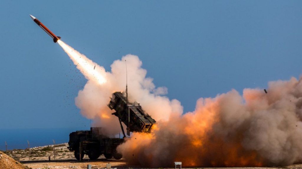 German soldiers fire a Patriot weapons system at the NATO Missile Firing Installation, in Chania, Greece, on Nov. 8, 2017.