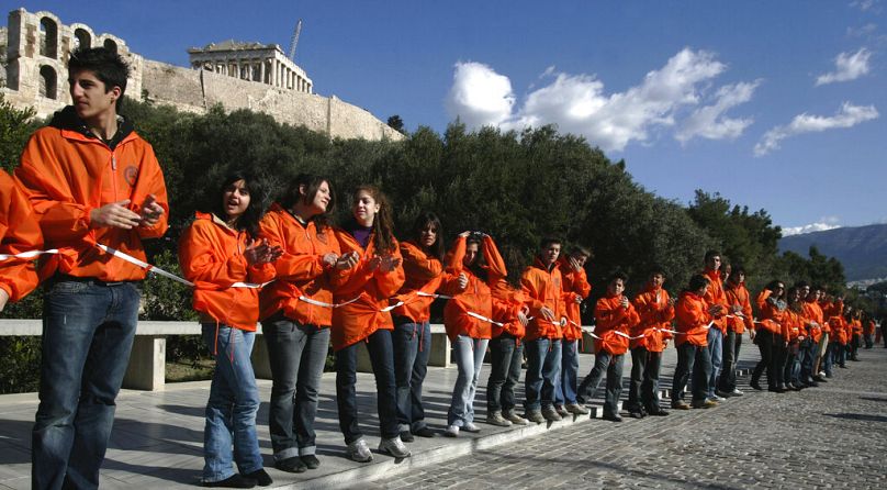 Manifestation à Athènes pour le retour des marbres du Parthénon.