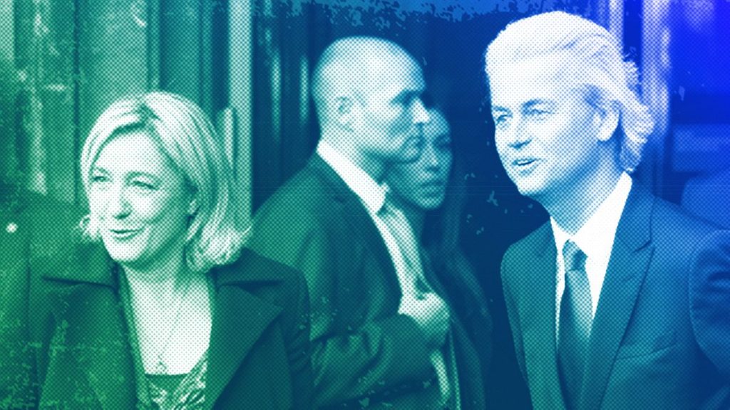 European far-right politicians Dutchman Geert Wilders and France