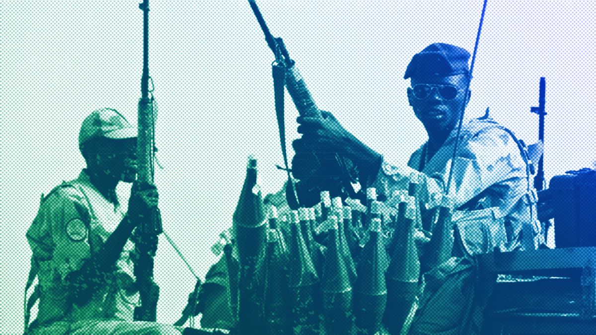Sudanese soldiers from the Rapid Support Forces unit in the East Nile province, June 2019