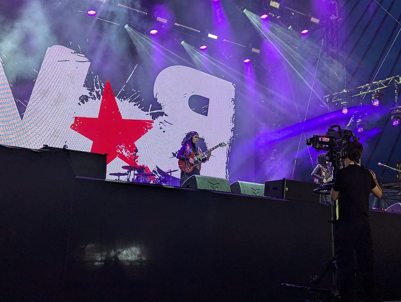 Voice of Baceprot, premier groupe indonésien à jouer au Glastonbury Festival, le 28 juin 2024