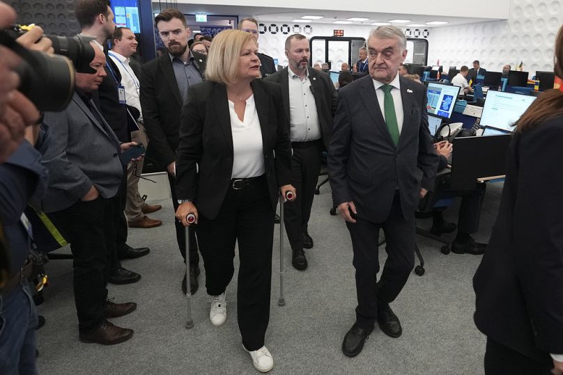 La ministre fédérale allemande de l'Intérieur, Nancy Faeser, arrive à l'ouverture du Centre international de coopération policière (GIEC) à Neuss, le 10 juin 2024.