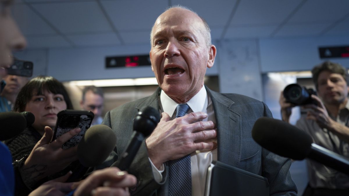 FILE - Boeing CEO David Calhoun speaks with reporters after a meeting at the Capitol in Washington, Jan. 24, 2024.