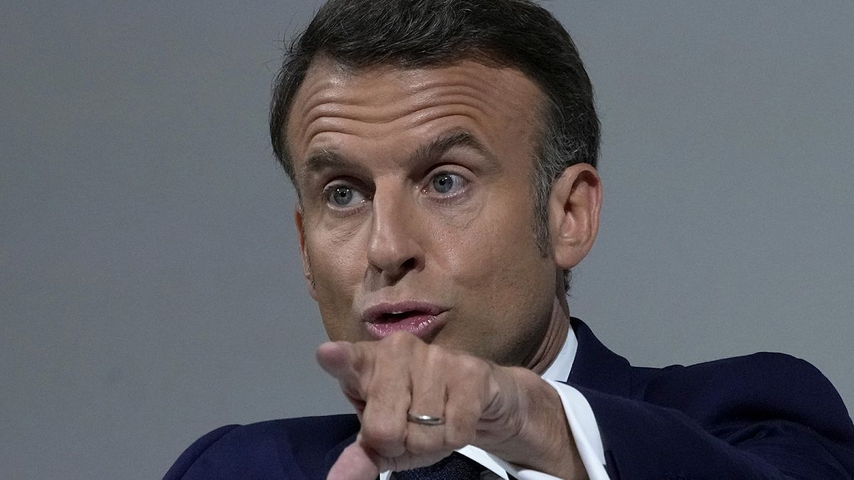 French President Emmanuel Macron delivers a speech in Paris, 12 June 2024