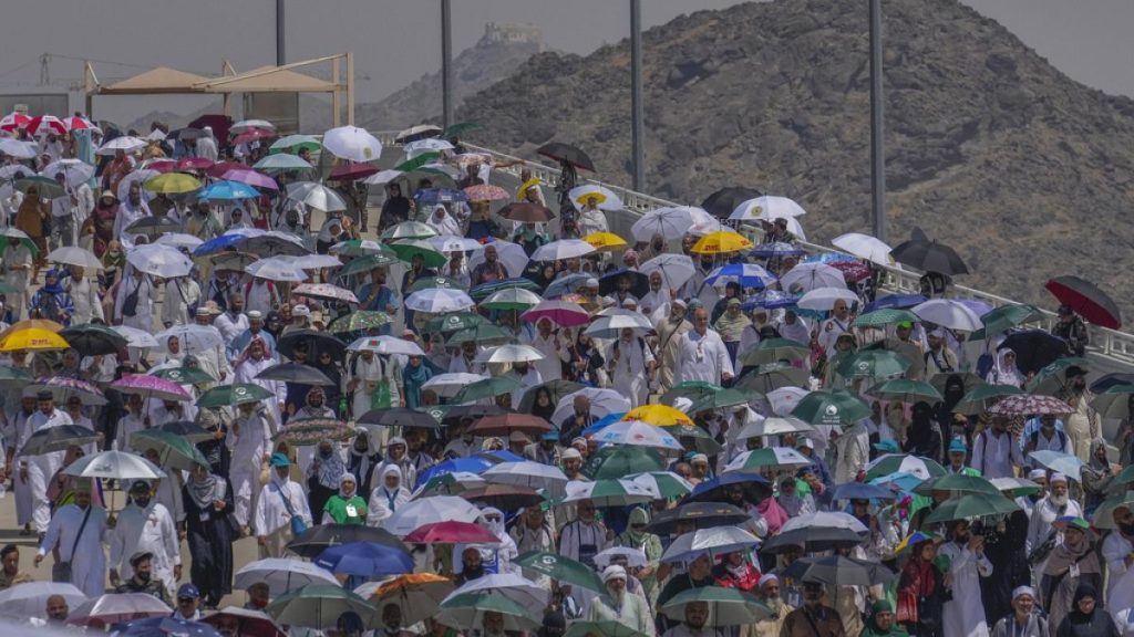 FILE - Pilgrims in the holy city of Mecca, Saudi Arabia, June 18, 2024.