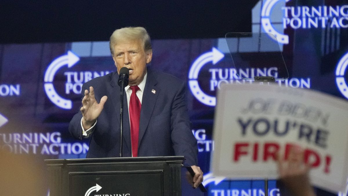 Republican presidential candidate and former President Donald Trump speaks at a campaign event Saturday, June 15, 2024, in Detroit.